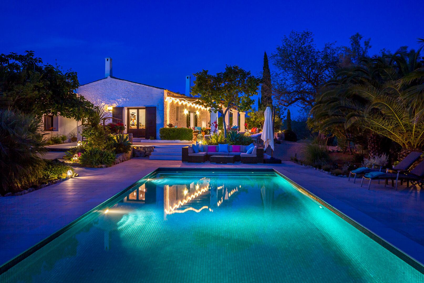 Terrace from Pool at night